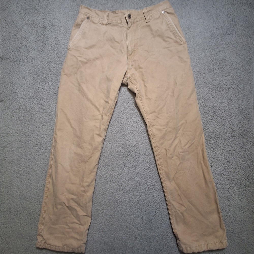 Eddie Bauer Canvas Utility Pants Mens 32x34 (actual 33x31.5) Tan Fleece Lined